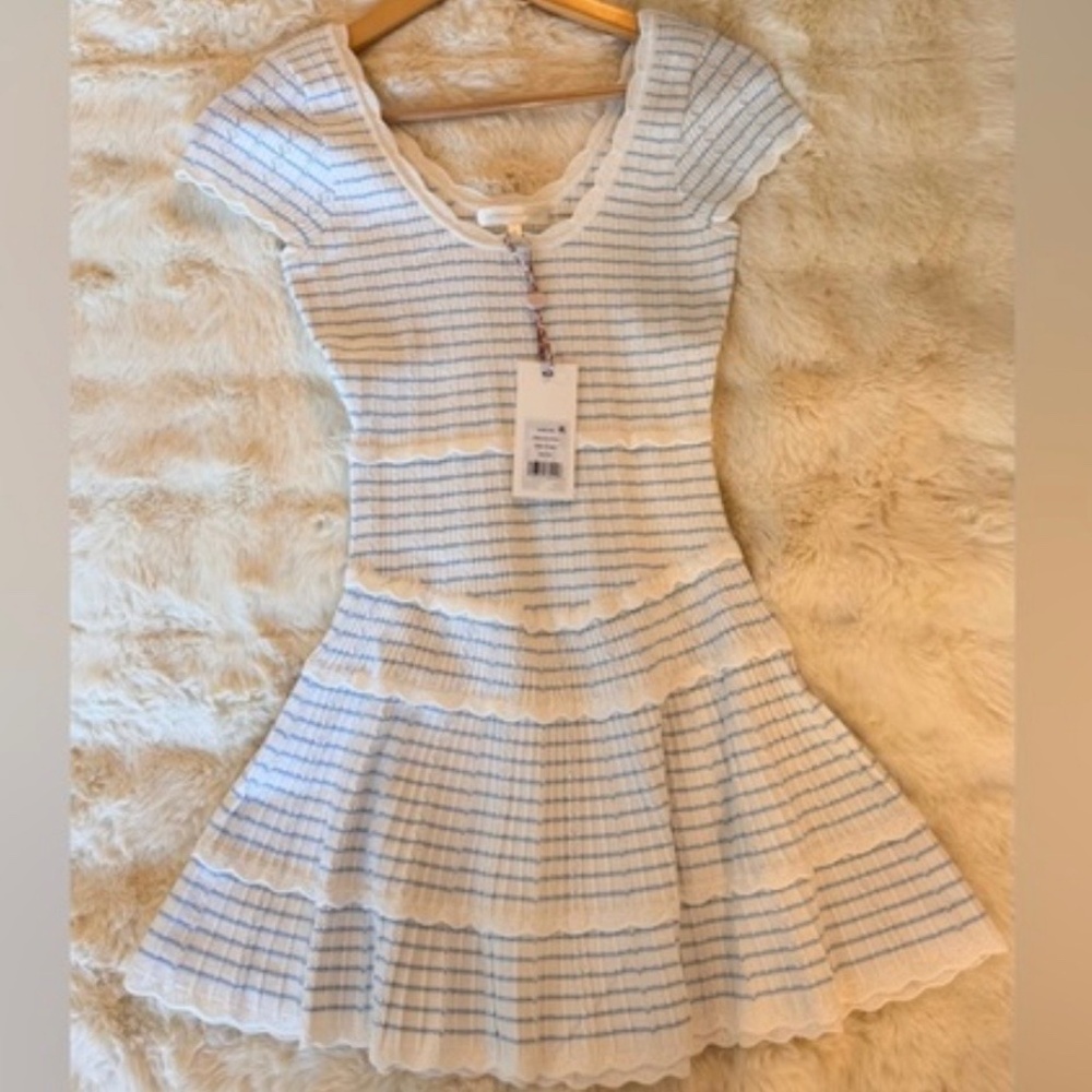 LoveShackFancy Elisavette Striped Stretch Knit Mini Dress, brand new, never worn